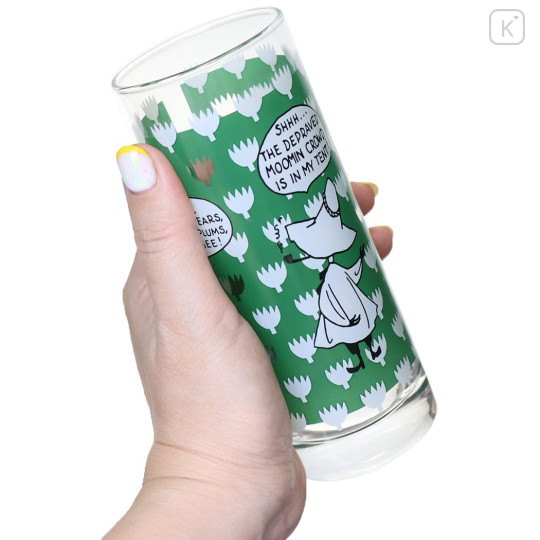 Japan Moomin Glass Tumbler - Snufkin : Flower Green - 2