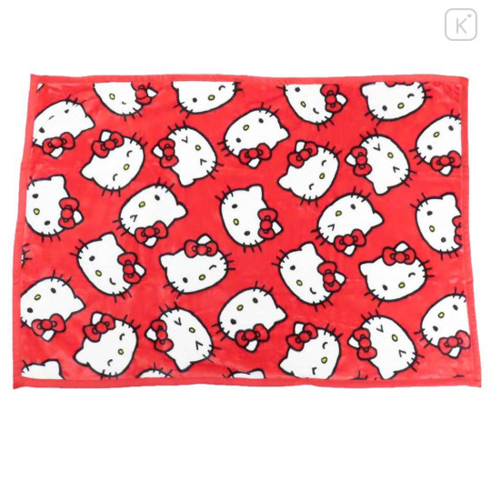 Japan Sanrio Fluffy Throw Blanket - Hello Kitty : Face Red - 1