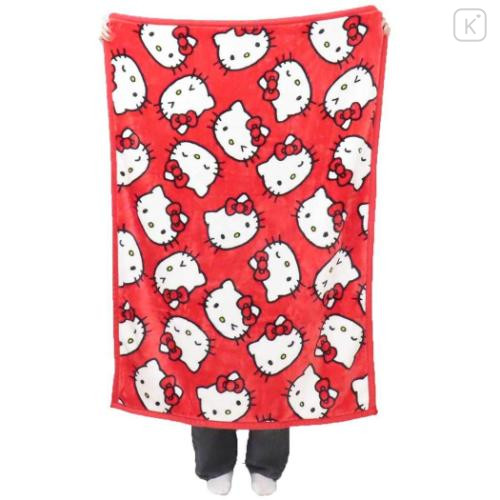 Japan Sanrio Fluffy Throw Blanket - Hello Kitty : Face Red - 4