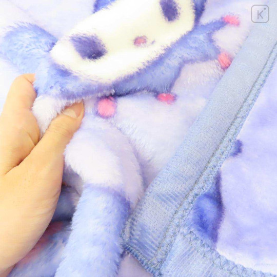 Japan Sanrio Fluffy Throw Blanket - Kuromi : Face Purple - 2