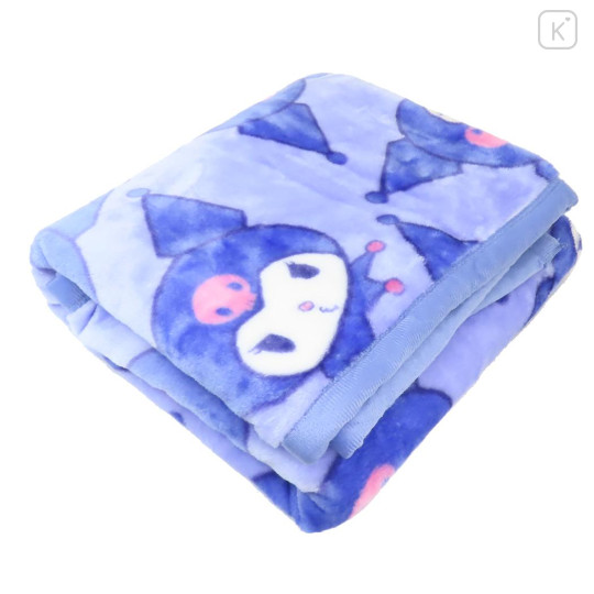 Japan Sanrio Fluffy Throw Blanket - Kuromi : Face Purple - 3