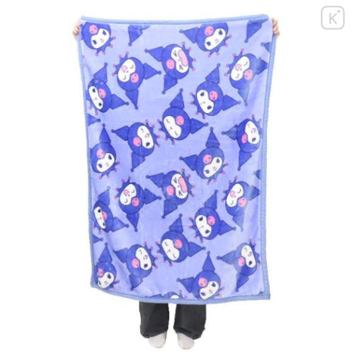 Japan Sanrio Fluffy Throw Blanket - Kuromi : Face Purple - 4