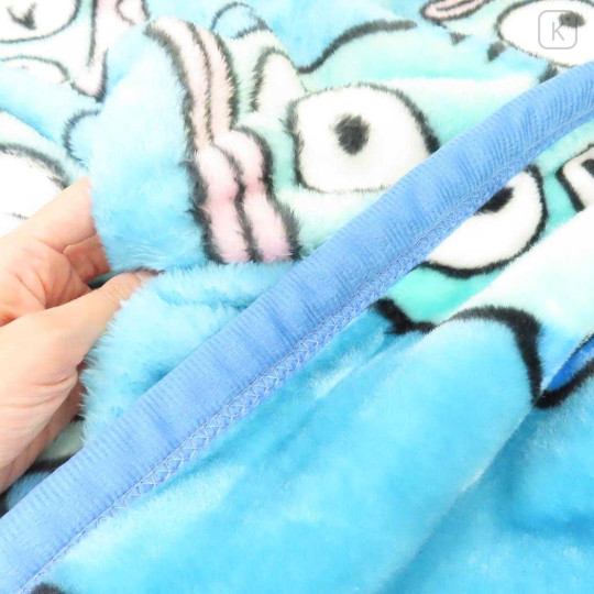 Japan Sanrio Fluffy Throw Blanket - Hangyodon : Face Turquoise - 2