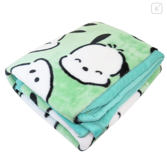 Japan Sanrio Fluffy Throw Blanket - Pochacco : Face Mint - 3