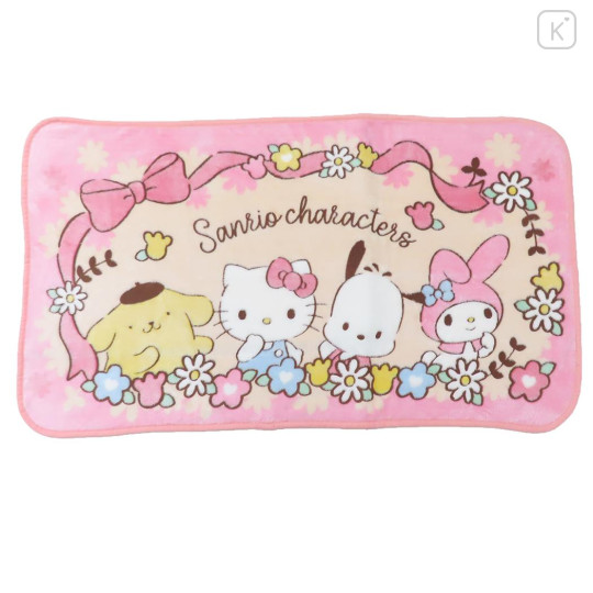Japan Sanrio Fluffy Blanket - Characters Flower Pink - 1