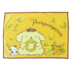 Japan Sanrio Fluffy Lap Blanket - Pompompurin : Friends Deep Yellow