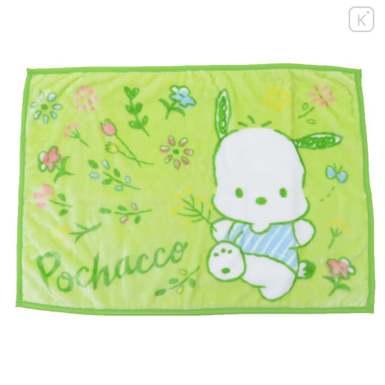 Japan Sanrio Fluffy Lap Blanket - Pochacco : Fields Green - 1