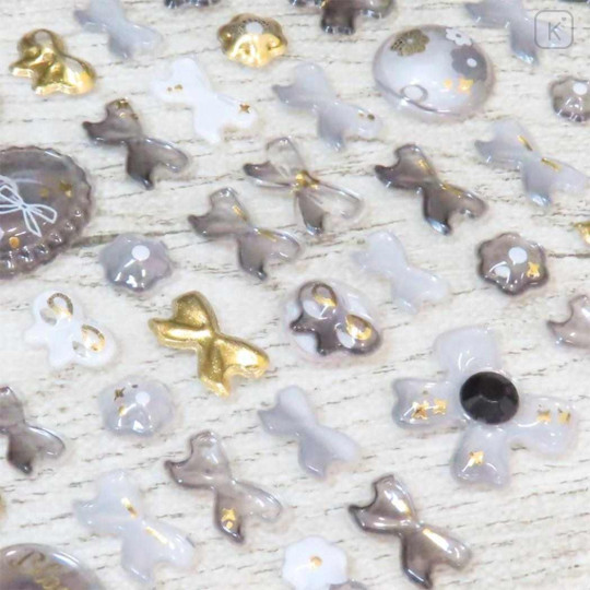 Japan 3D Gold Foil Jewel Sticker - Black Ribbon - 2