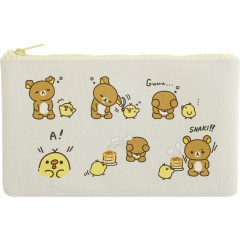 Japan San-X Flat Pen Pouch - Kiiroitori & Rilakkuma : Rilakkuma Stay with Me Pancake