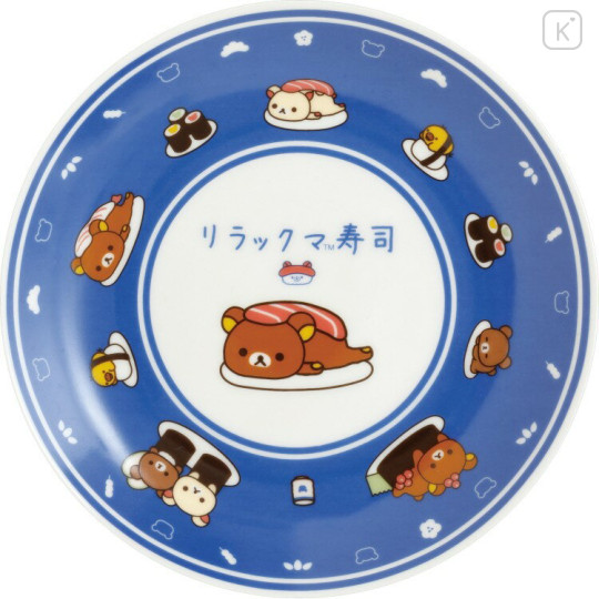 Japan San-X Ceramic Plate - Rilakkuma : Anytime Sushi Blue - 1
