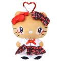 Japan Sanrio Mini Plush Pouch with Carabiner - Hello Kitty : Retro Heisei Kogal Uniform - 1