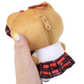 Japan Sanrio Mini Plush Pouch with Carabiner - Hello Kitty : Retro Heisei Kogal Uniform - 2