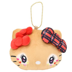 Japan Sanrio Face-shaped Pouch - Hello Kitty : Retro Heisei Kogal Uniform