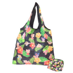 Japan Sanrio Eco Shopping Bag With Pouch - Tan Swimsuit Party Hibiscus Black