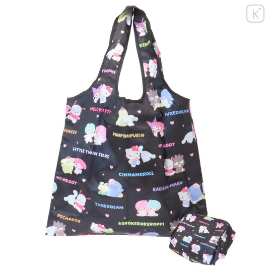 Japan Sanrio Eco Shopping Bag With Pouch - Characters Black - 1