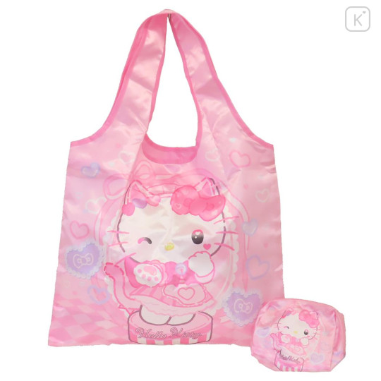 Japan Sanrio Eco Shopping Bag With Pouch - Hello Kitty : Cat Performance Pink - 1