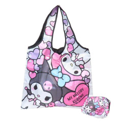 Japan Sanrio Eco Shopping Bag With Pouch - Kuromi & My Melody : My Melody 50th & Kuromi 20th Anniversary