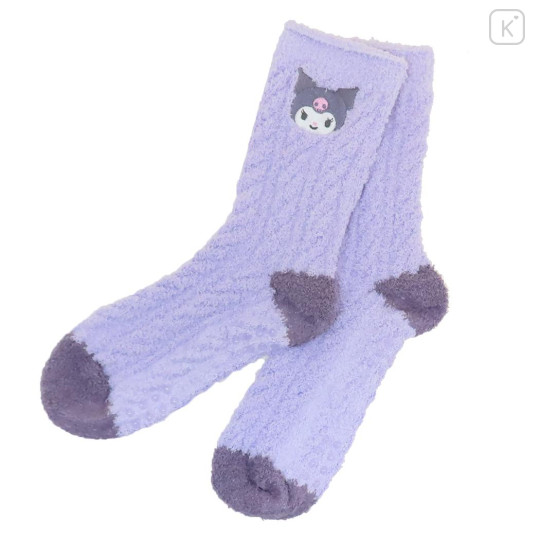 Japan Sanrio Knitted Boa Socks - Kuromi : Purple - 1