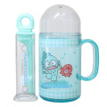 Japan Sanrio Toothbrush Set - Hangyodon : Gingham Turquoise - 1