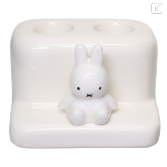 Japan Miffy Double Toothbrush Stand with Figure - Miffy : White - 1