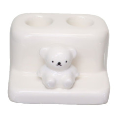 Japan Miffy Double Toothbrush Stand with Figure - Boris : White