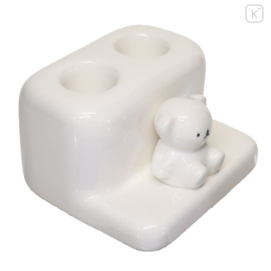 Japan Miffy Double Toothbrush Stand with Figure - Boris : White - 2
