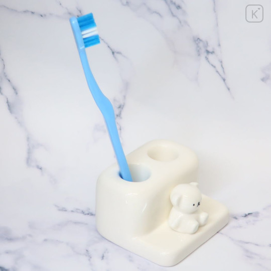 Japan Miffy Double Toothbrush Stand with Figure - Boris : White - 3