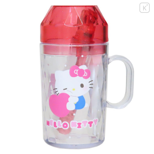 Japan Sanrio Toothbrush Set - Hello Kitty : Marumochi Red - 1