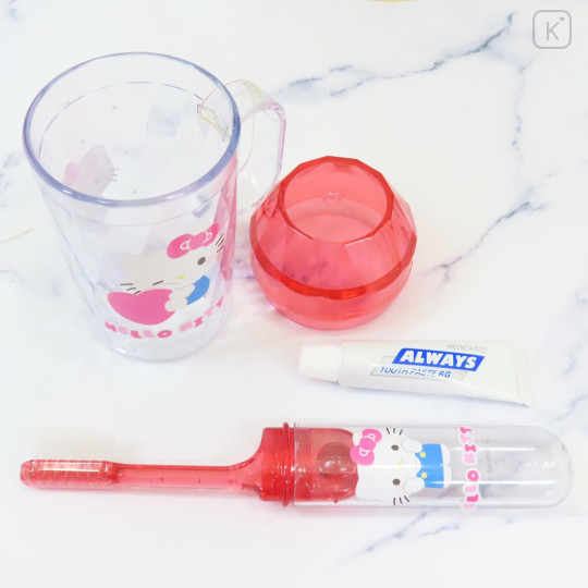 Japan Sanrio Toothbrush Set - Hello Kitty : Marumochi Red - 3