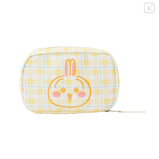 Japan Chiikawa Square Cosmetic Pouch - Usagi : Check Yellow - 1