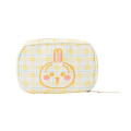 Japan Chiikawa Square Cosmetic Pouch - Usagi : Check Yellow - 1