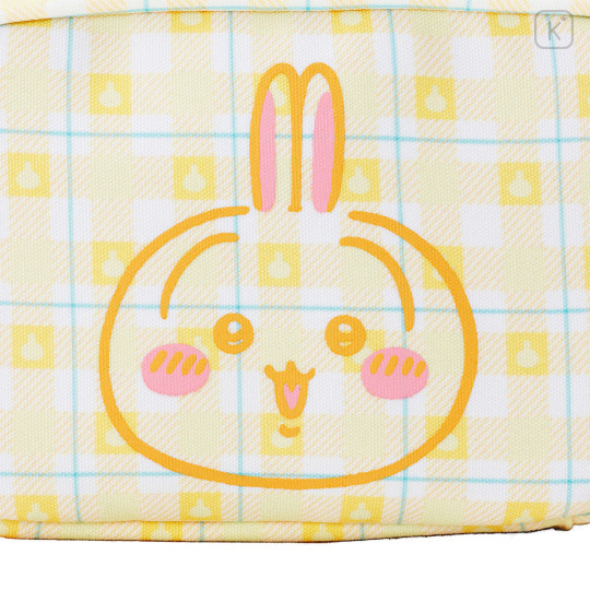 Japan Chiikawa Square Cosmetic Pouch - Usagi : Check Yellow - 7