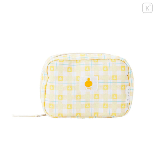 Japan Chiikawa Square Cosmetic Pouch - Usagi : Check Yellow - 8