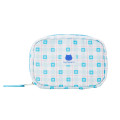 Japan Chiikawa Square Cosmetic Pouch - Hachiware : Check Blue - 8