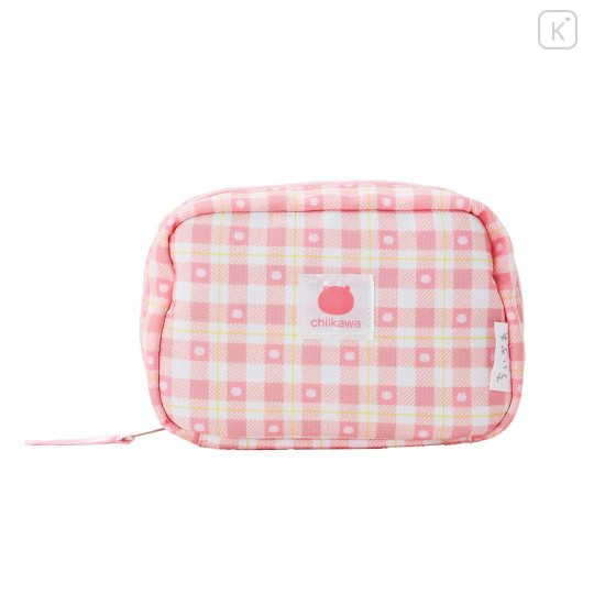 Japan Chiikawa Square Cosmetic Pouch - Chiikawa : Check Pink - 8
