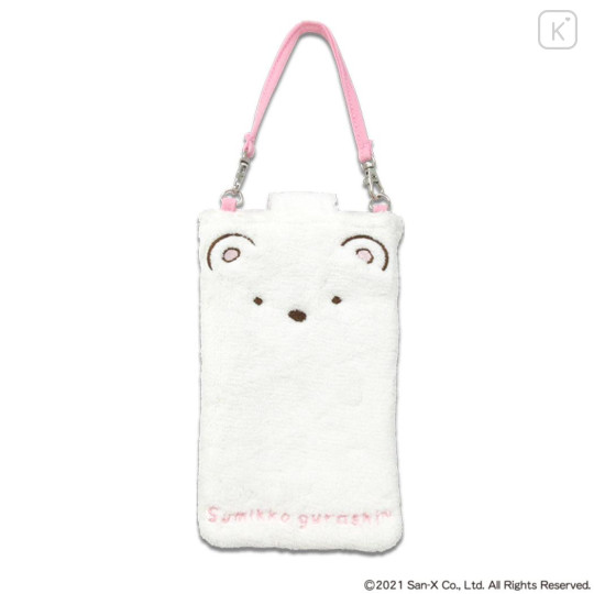 Japan San-X Smartphone Pouch - Sumikko Gurashi : Shirokuma Clear Fluffy Face - 1