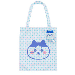 Japan Chiikawa Tote Bag With Plush Mascot - Hachiware : Check Blue
