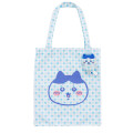 Japan Chiikawa Tote Bag With Plush Mascot - Hachiware : Check Blue - 1