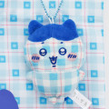 Japan Chiikawa Tote Bag With Plush Mascot - Hachiware : Check Blue - 2