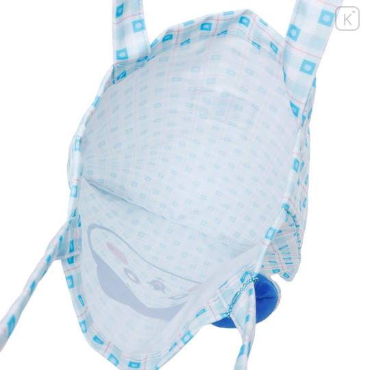 Japan Chiikawa Tote Bag With Plush Mascot - Hachiware : Check Blue - 3