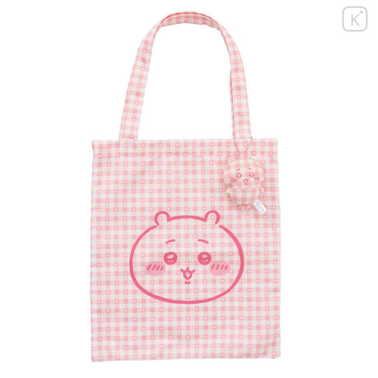 Japan Chiikawa Tote Bag With Plush Mascot - Chiikawa : Check Pink - 1