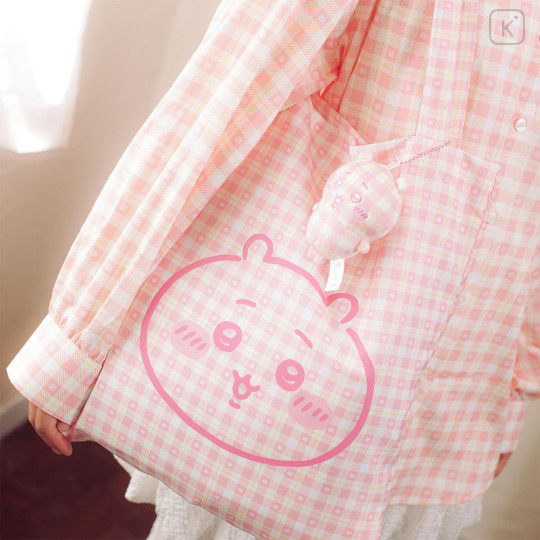 Japan Chiikawa Tote Bag With Plush Mascot - Chiikawa : Check Pink - 4