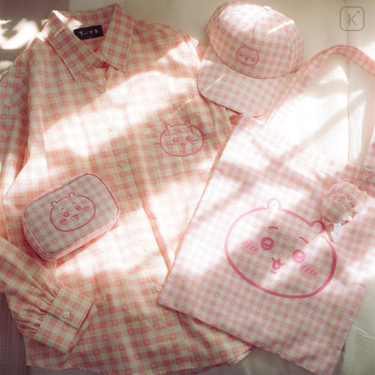 Japan Chiikawa Tote Bag With Plush Mascot - Chiikawa : Check Pink - 5