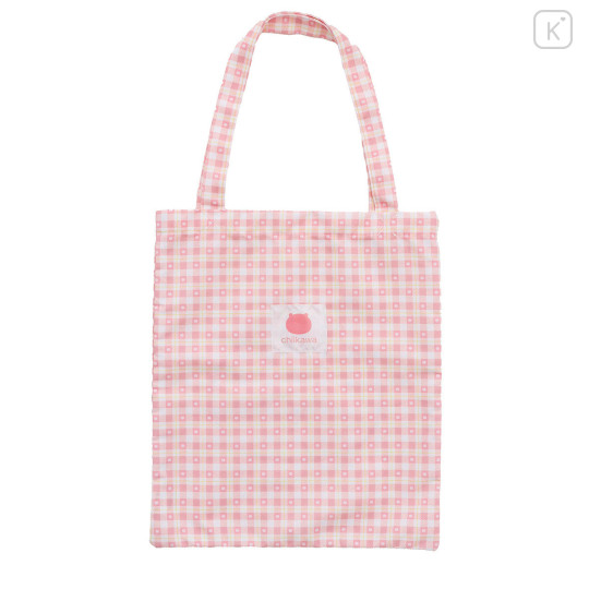 Japan Chiikawa Tote Bag With Plush Mascot - Chiikawa : Check Pink - 7