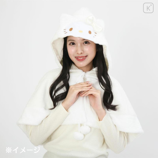 Japan Sanrio Hooded Mini Cape - Hello Kitty : White - 4