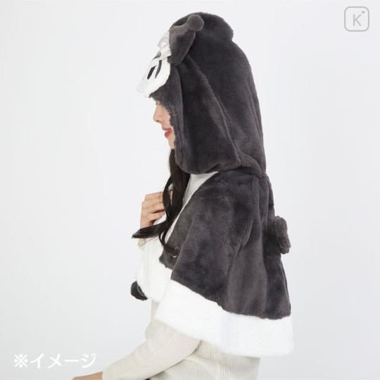 Japan Sanrio Hooded Mini Cape - Kuromi : Black - 5