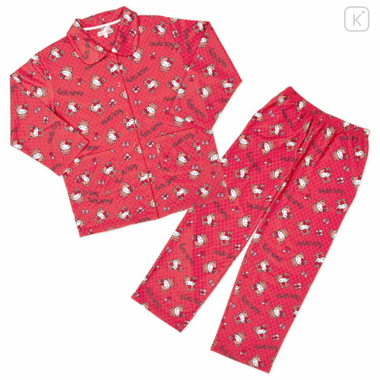 Japan Sanrio Long Sleeve Shirt Pajamas (M) - Hello Kitty : Bear Red - 1