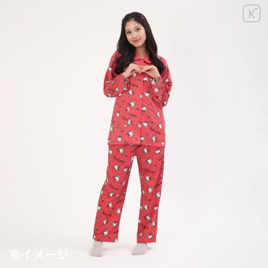 Japan Sanrio Long Sleeve Shirt Pajamas (M) - Hello Kitty : Bear Red - 5
