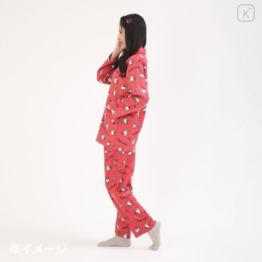 Japan Sanrio Long Sleeve Shirt Pajamas (M) - Hello Kitty : Bear Red - 6