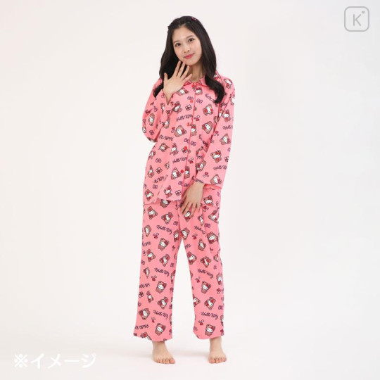 Japan Sanrio Long Sleeve Shirt Pajamas (M) - Hello Kitty : Bear Pink - 5